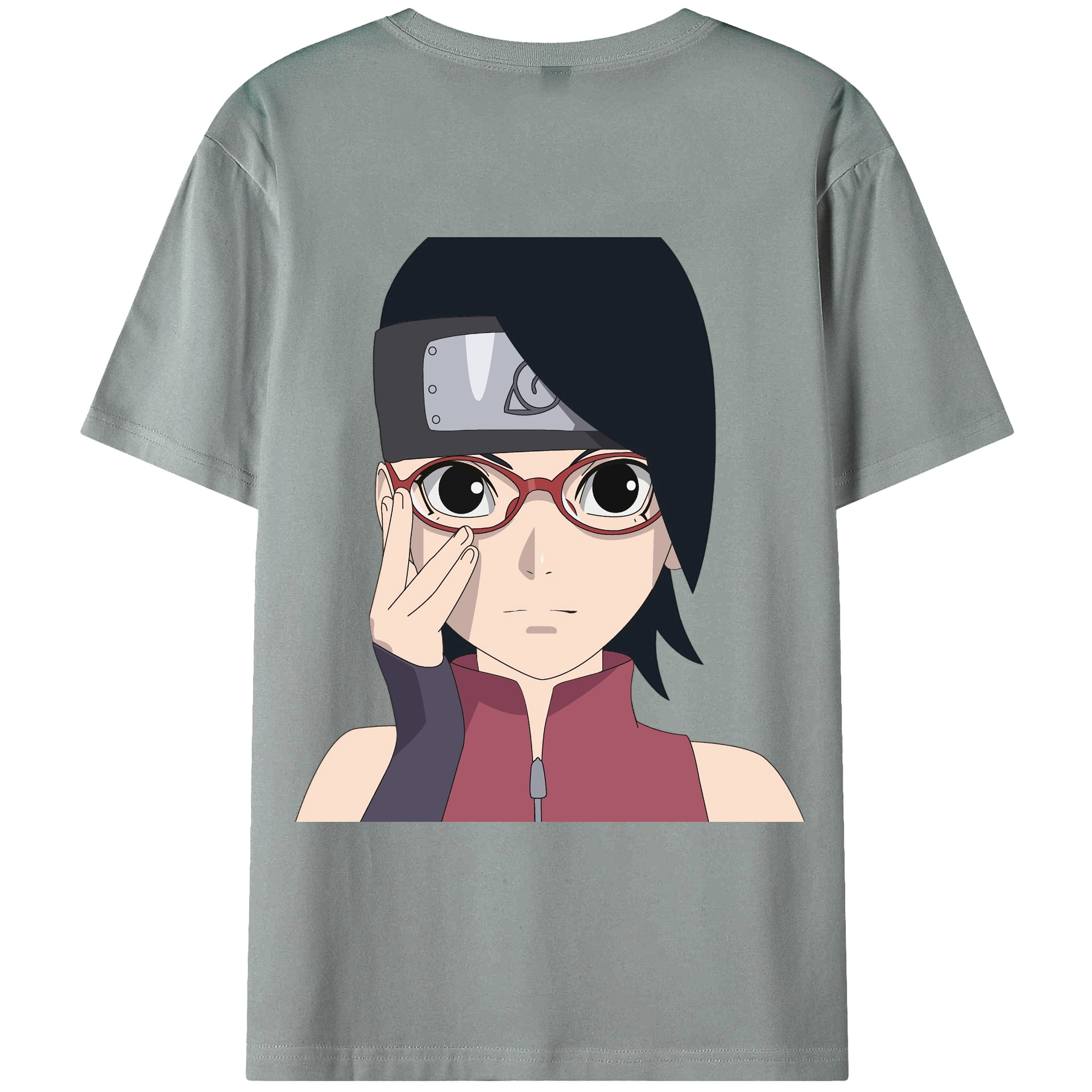 （画像用） NARUTO -ナルト- うちは サラダ Uchiha Sarada 綿100％ メンズ半袖Tシャツ（バックプリント） 通気性